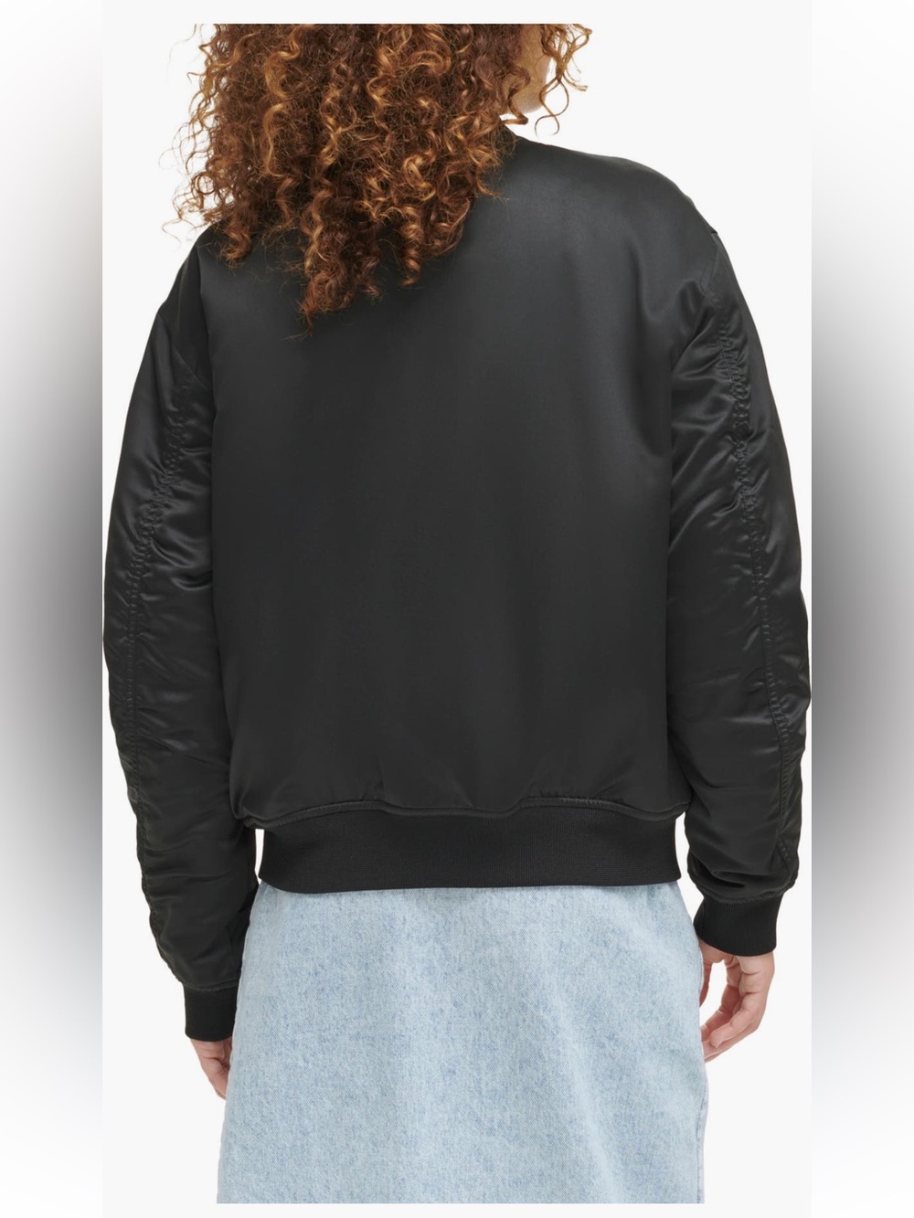 Levi's Oversize Bomber Jacket women’s black satin coat Large NWT - Picture 2 of 5
